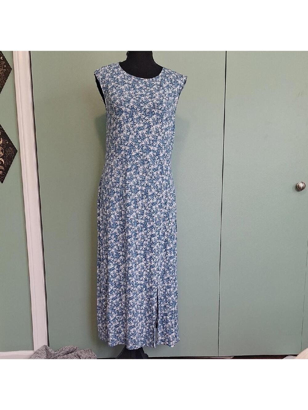 Loft Blue Floral Long Summer Dress Size 8